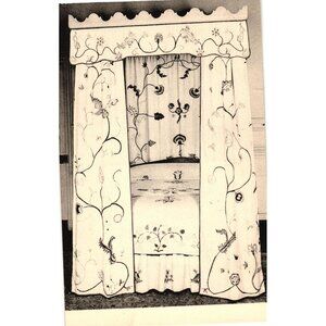 Bed With Painted Wooden Cornice Crewelwork Hangings Postcard Linens England